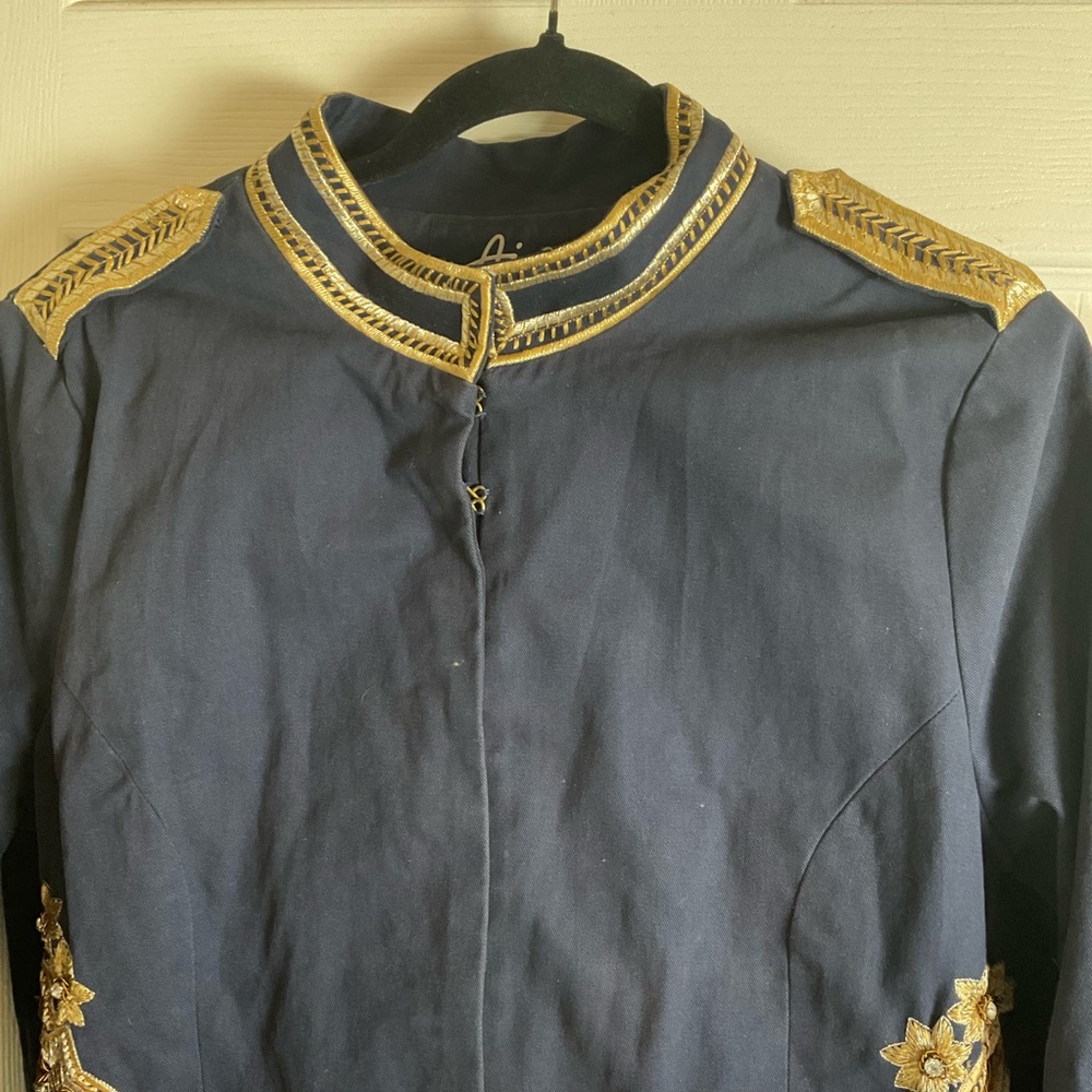 Embroidered Navy Blue Utility Jacket - Picture 6 of 15